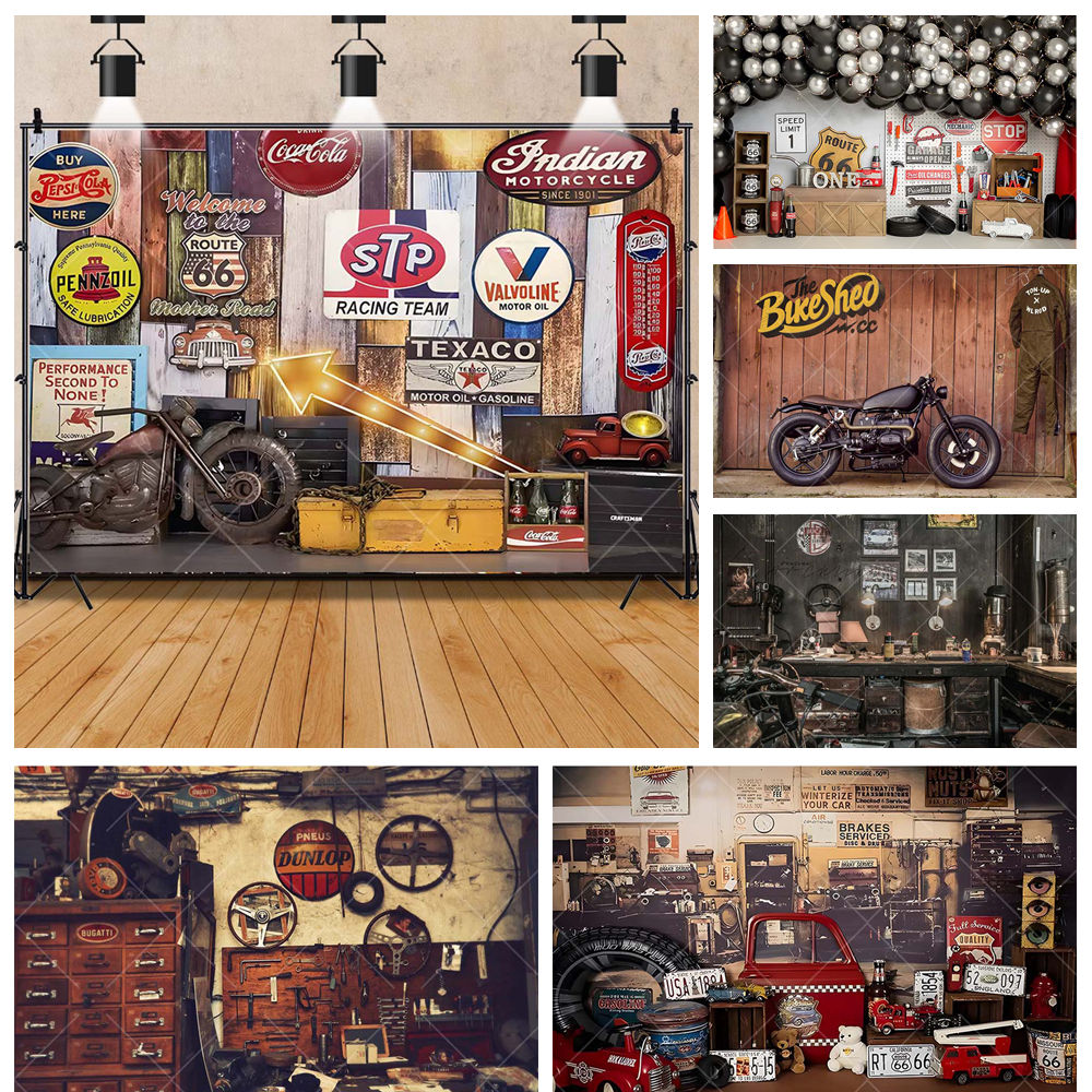 Workshop Tools Background - Retro moto riparazione auto garage attrezzi